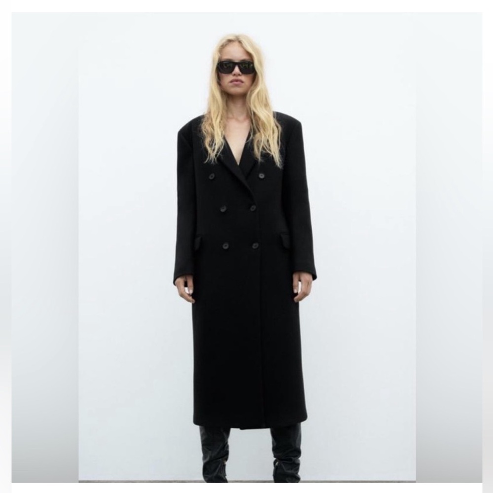 ZARA Black Double-Breasted Oversized Wool Long Coat
Size M NWT.